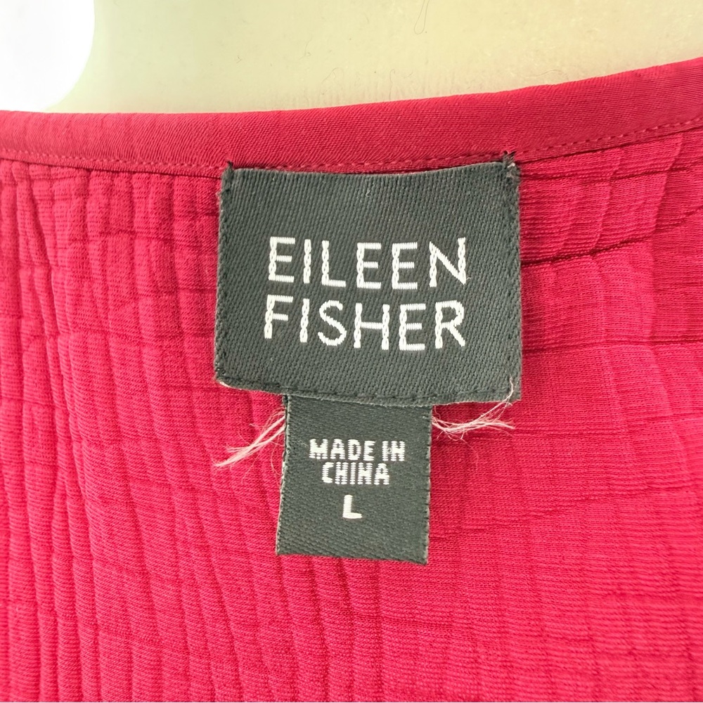 Eileen Fisher Pink/Red Textured Open Front Jacket magnet clasp L - Picture 6 of 9